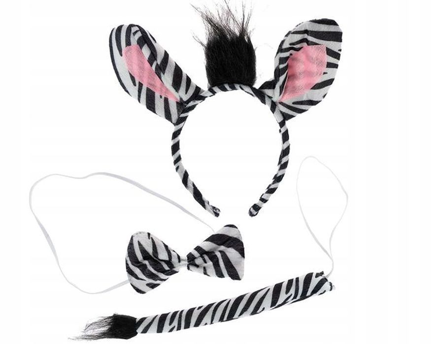 opaska ogonek muszka strój spódniczka zebra
