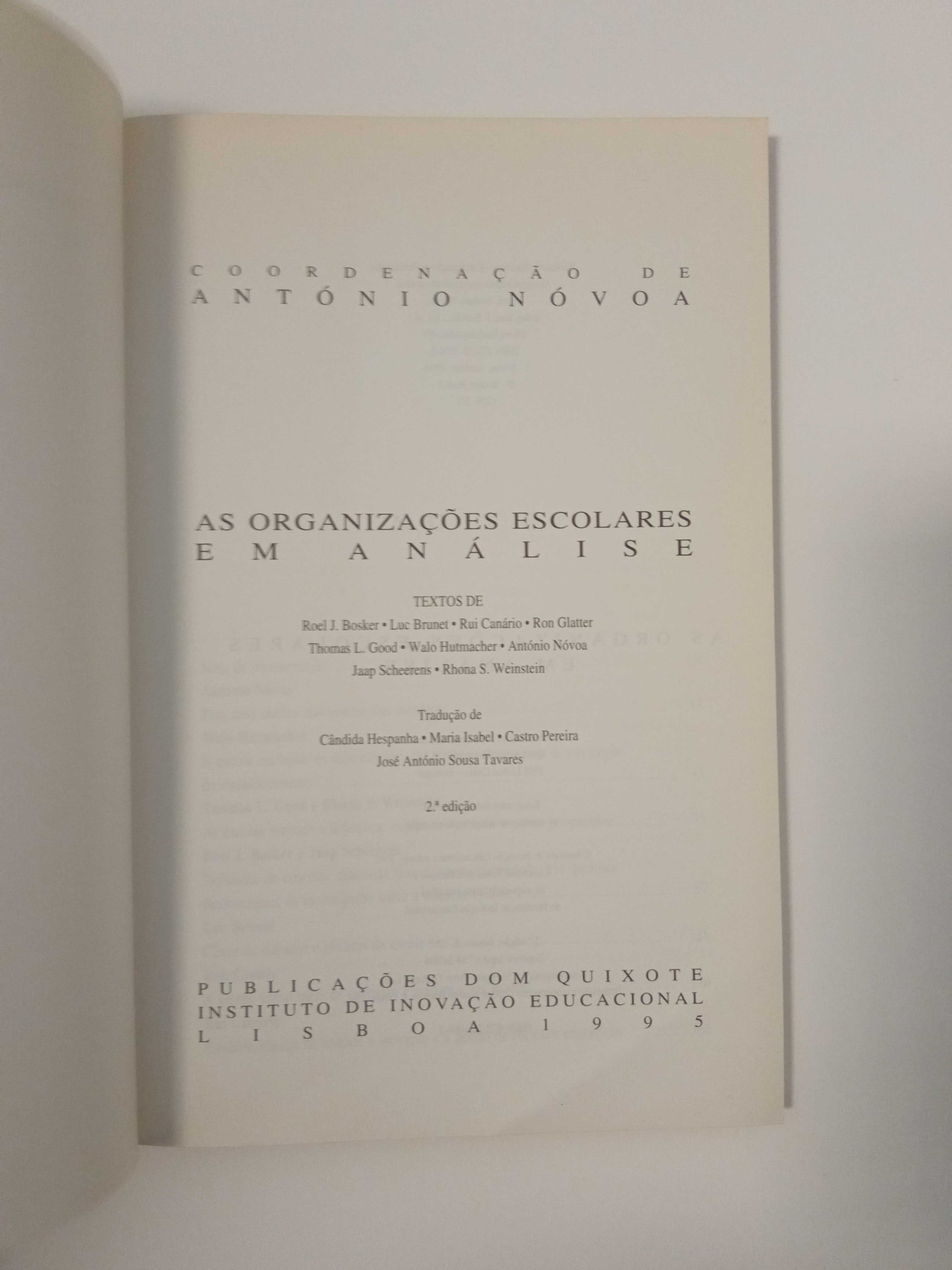 As organizações escolares em análise, de António Nóvoa