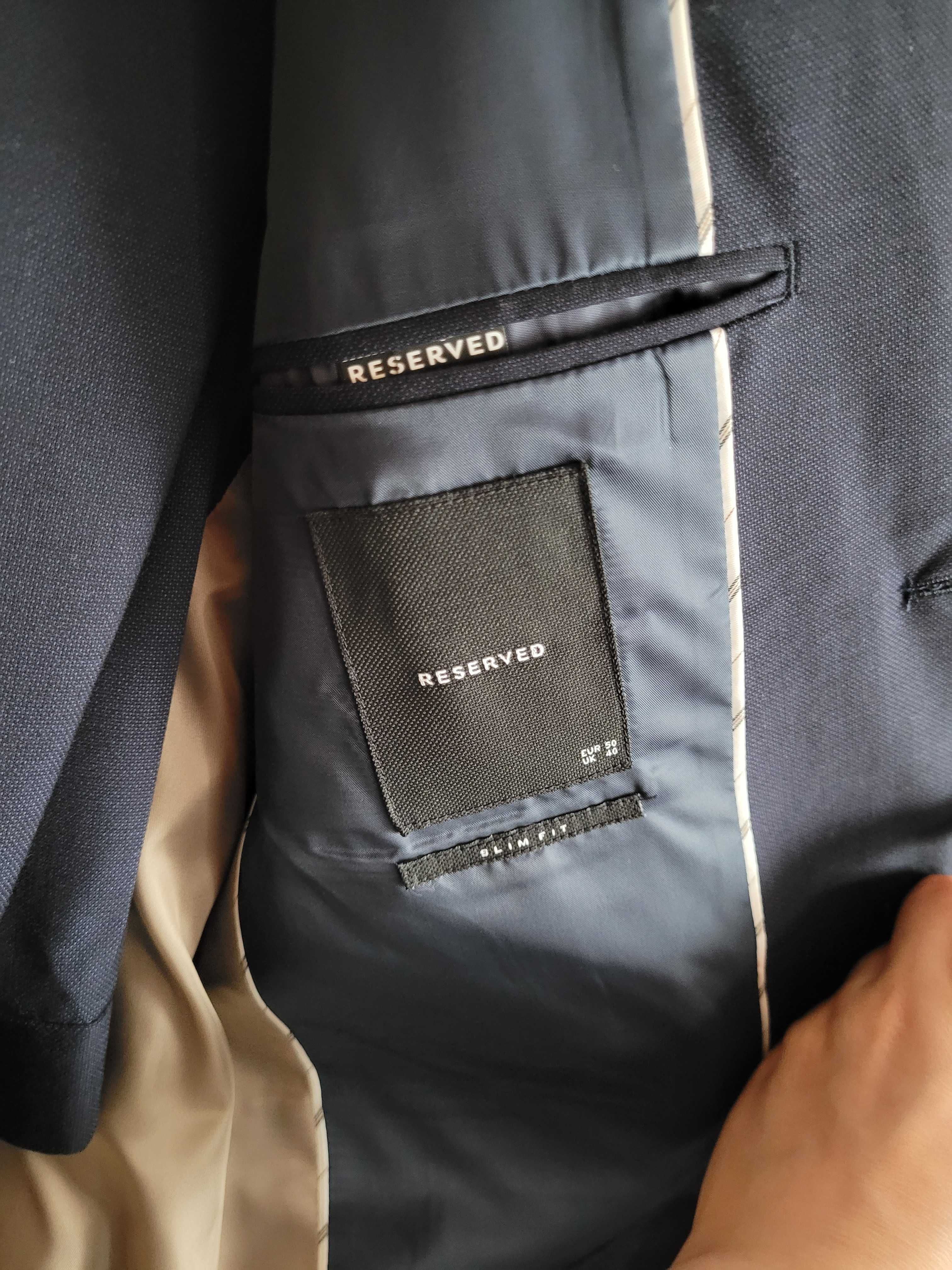 Garnitur ciemny granatowy Reserved rozm. 50 Slim Fit jak nowy
