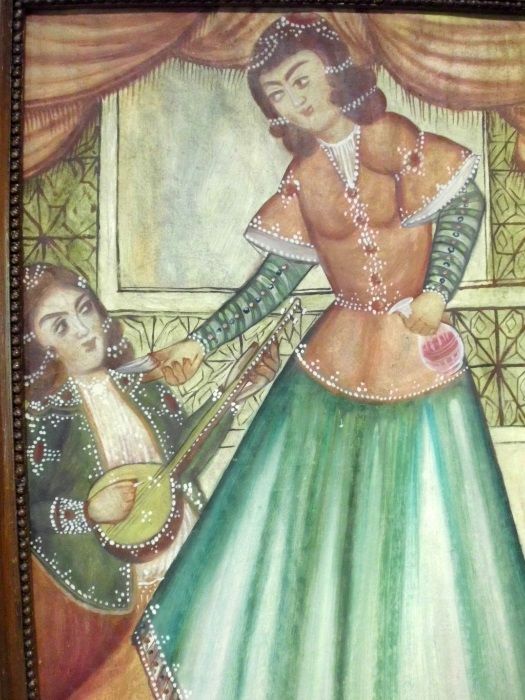 linda antiga pintura Oriental em óleo sobre Tela - assinada