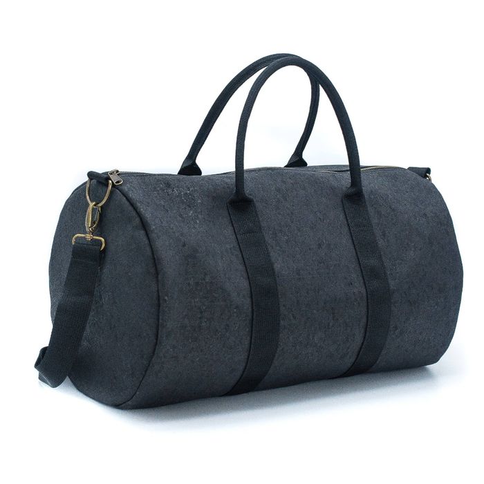 Black Weekender Travel Duffel Bag in Eco-Friendly Cork