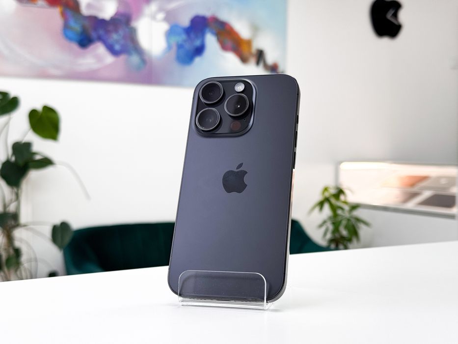 iPhone 15 Pro 256 GB Czarny Tytan 100% bateria Sklep Gwarancja e-sim