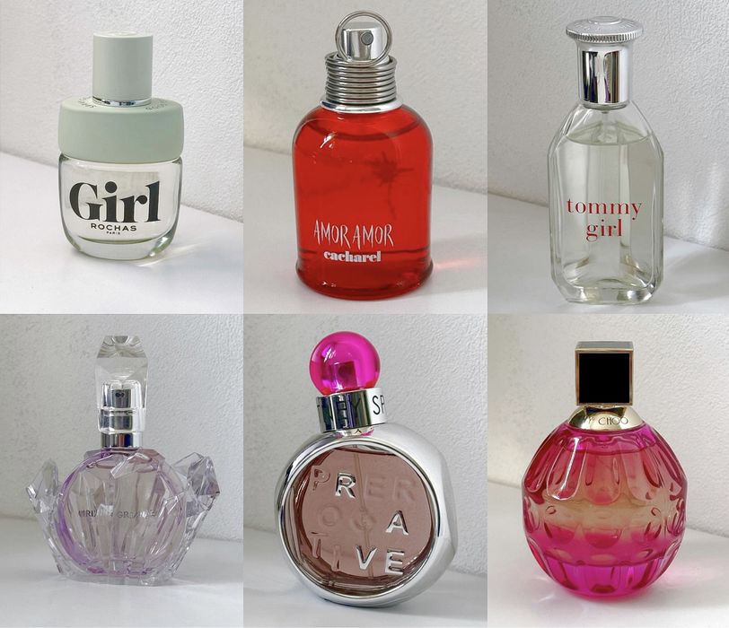 Dior Poison Girl, Jimmy Choo, Cacharel, Tommy Girl, Moschino Парфуми