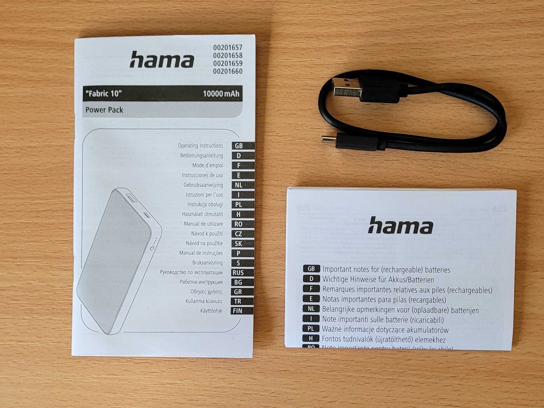 Powerbank Hama Power Pack Fabric 10000mAh Szary