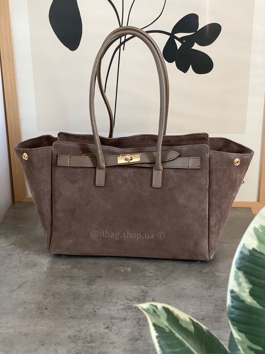 Замшева італійська сумка шопер, тоут. Итальянская замшевая сумка, кожа