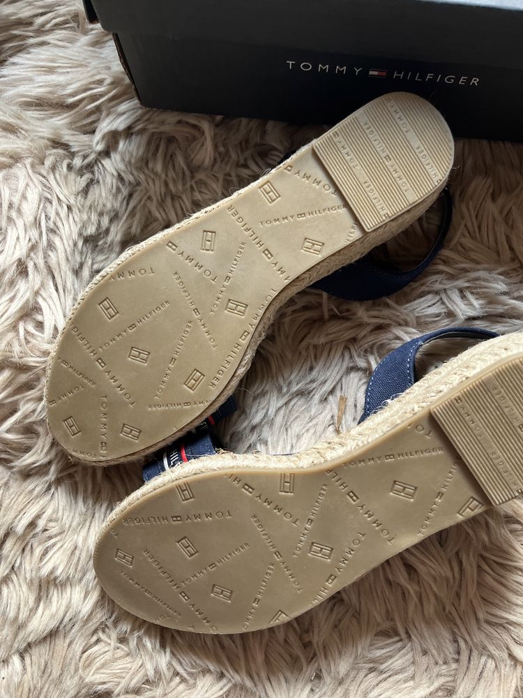 Tommy Hilfiger sandałki logowane r 36 wyższe rope wedge sandal