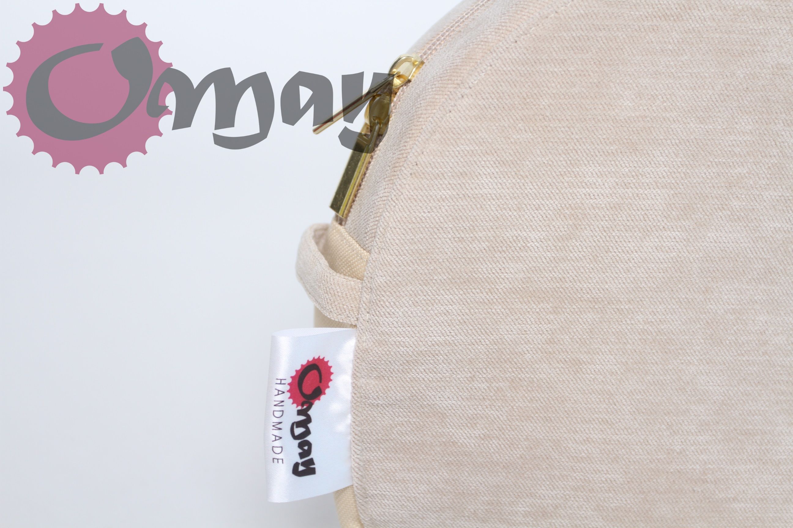 Beżowy Welur organizer do OBAG MOON LIGHT hummus ZŁOTO 2kieszenie OMAY