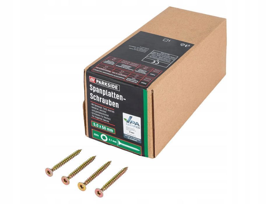 Wkręty Do Płyt Wiórowych 5x50 mm 750 szt. Torx Stożek Parkside