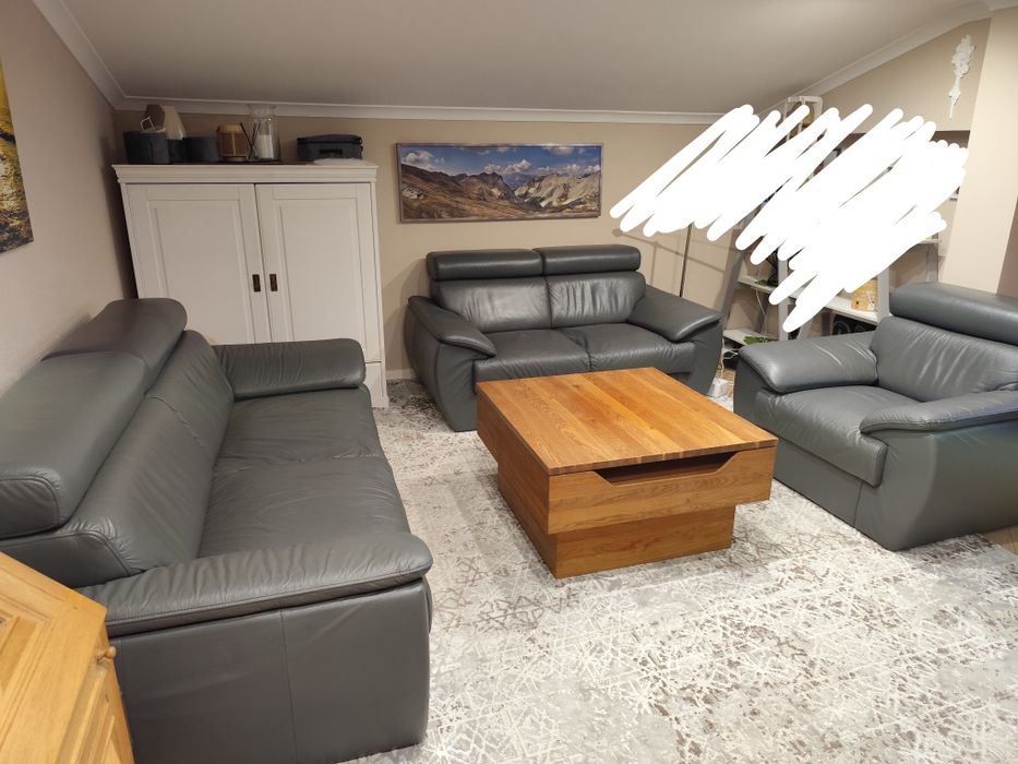 Komplet mebli ze skóry naturalnej