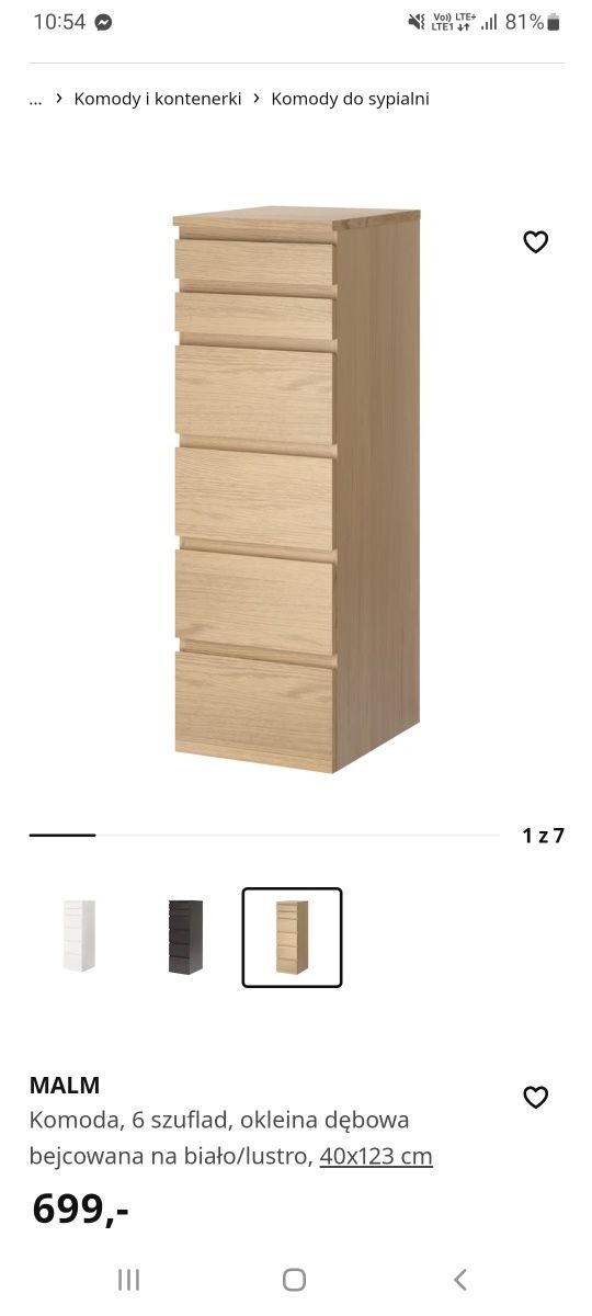 Komoda słupek z lustrem Ikea