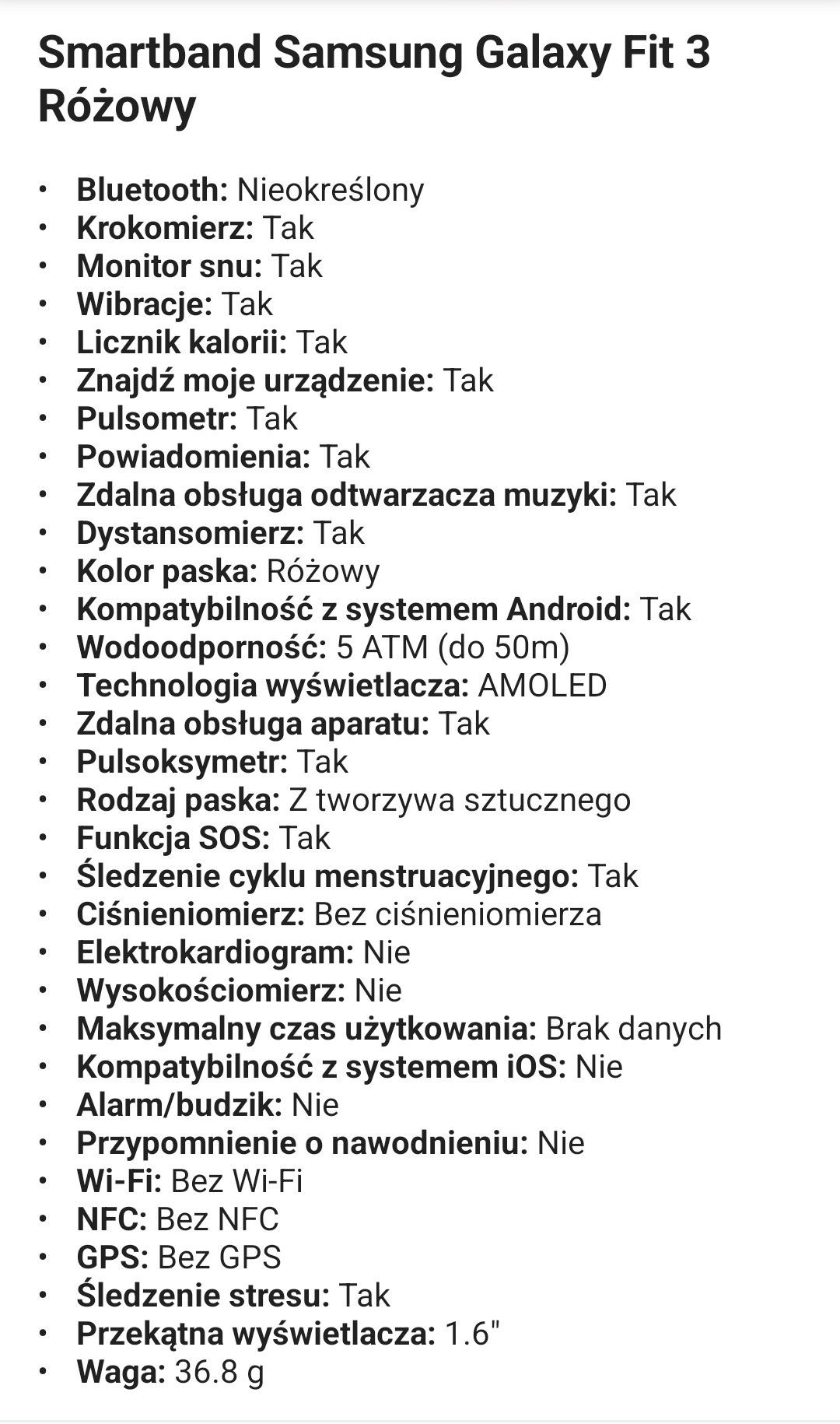 Smartband Samsung Galaxy Fit3 różowy