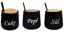 zestaw ceramycznych pojemników sól cukier pieprz seria black 400ml.
