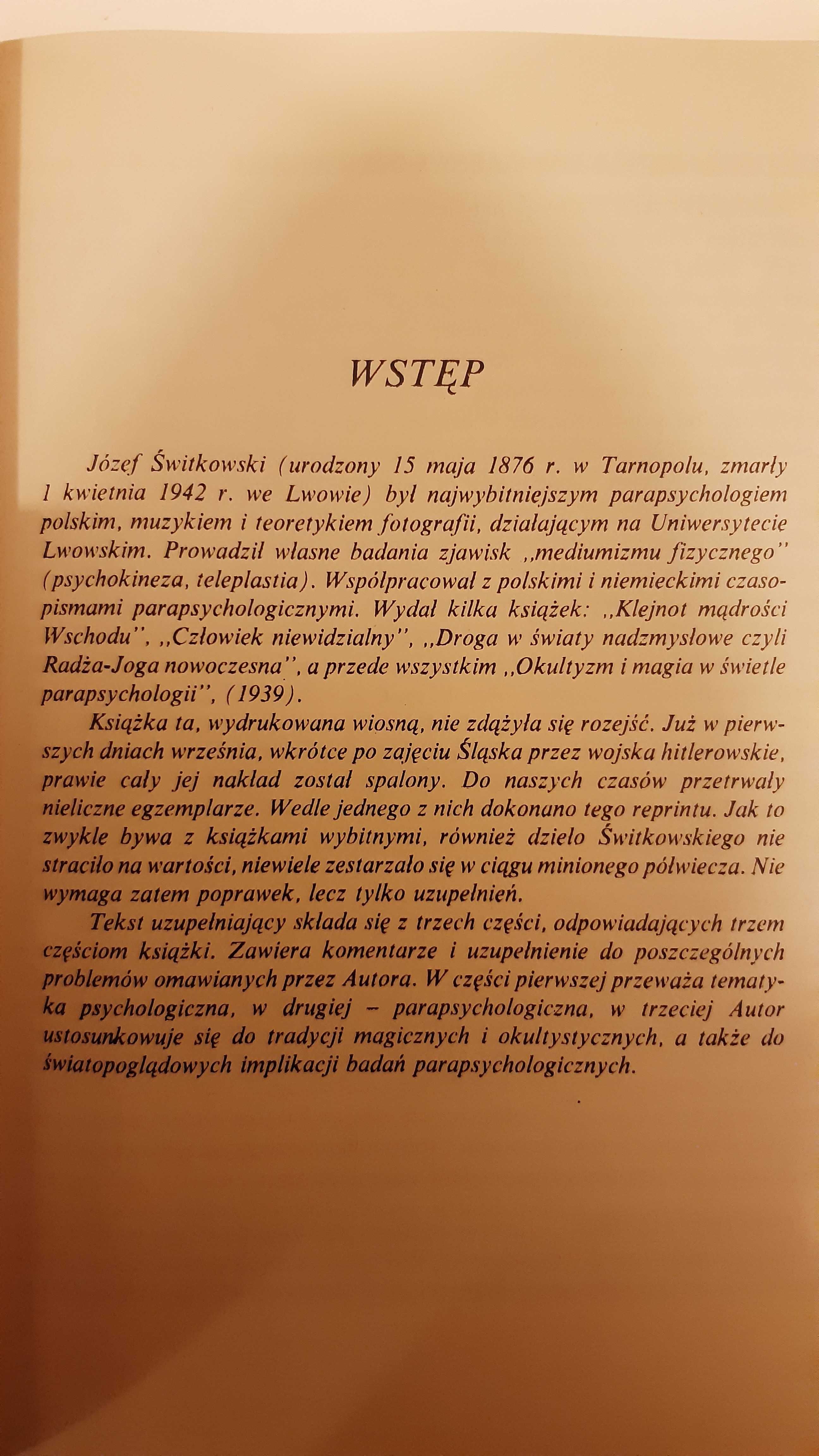 Okultyzm i magia w świetle parapsychologii Józef Świtkowski