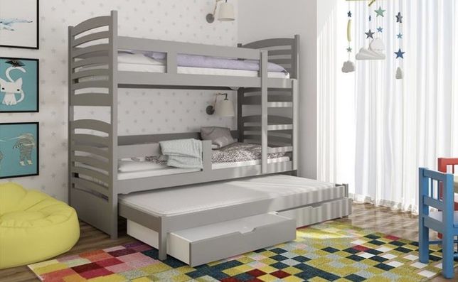 Potrójne łóżko piętrowe dla dzieci Janek 3 z materacami w zestawie!