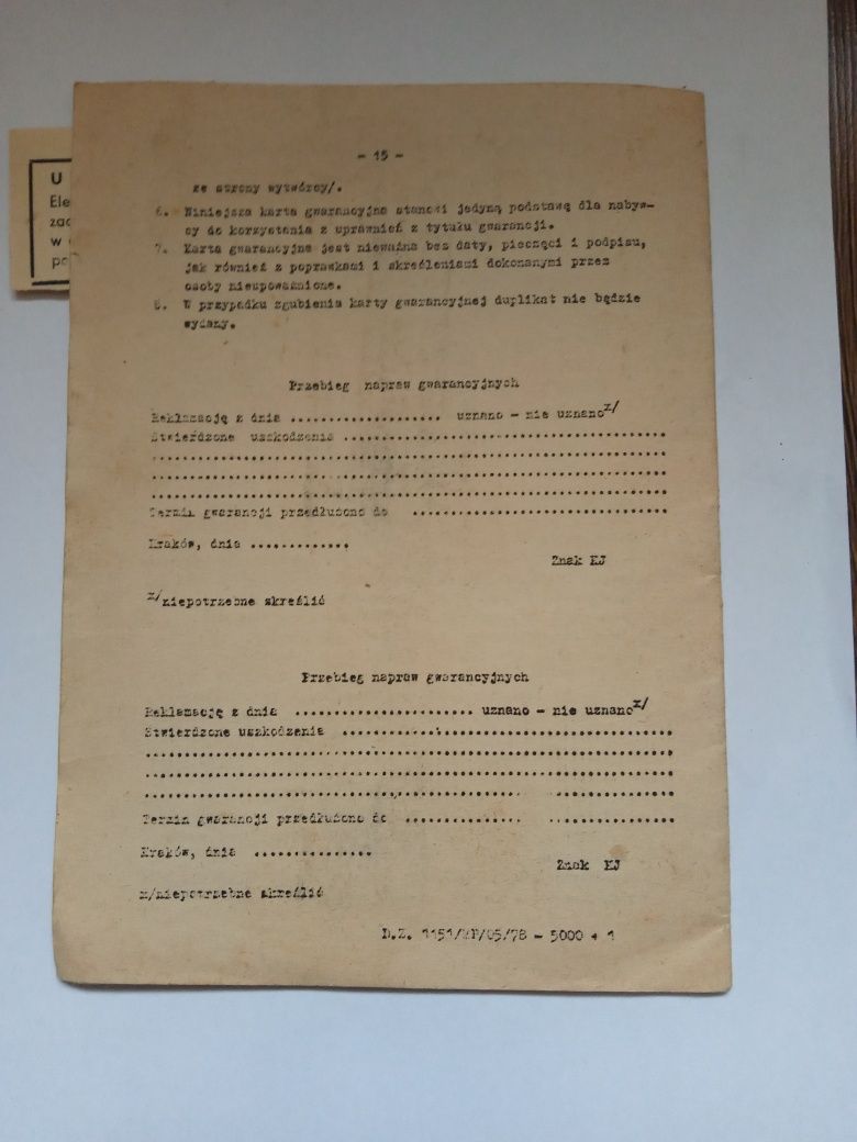 Instrukcja obsługi elektryzatora typ EB-75 1978r