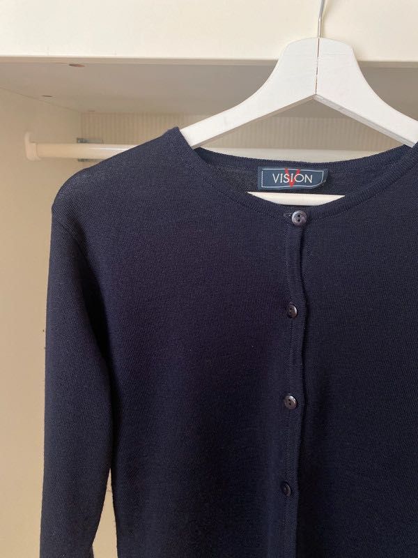 Granatowy damski kardigan rozpinany wool czysta żywa wełna