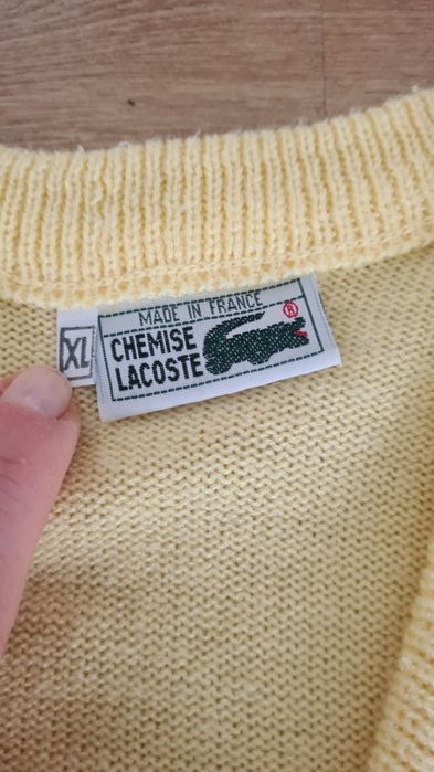 Sweter vintage lata '80 / '90. Kanarkowy żółty.  Krokodyl. Rozmiar XL