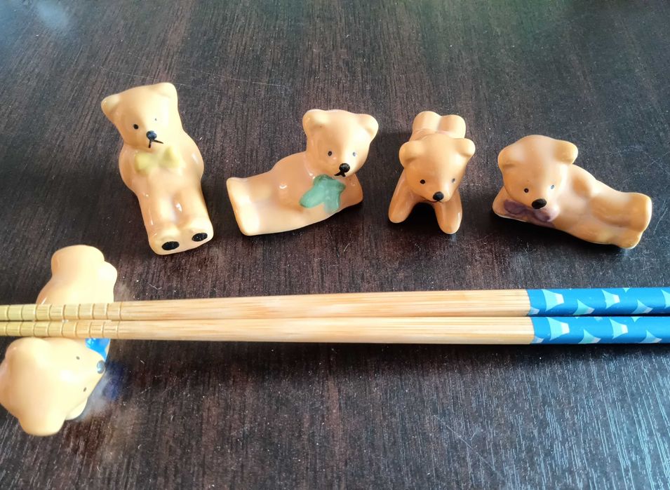 Zestaw 5 misiów hashi oki japońskie podstawki pod pałeczki, vintage