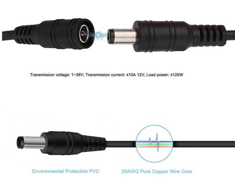 Подовжувач живлення 12V 5.5x2.1mm 12В 5 метрів