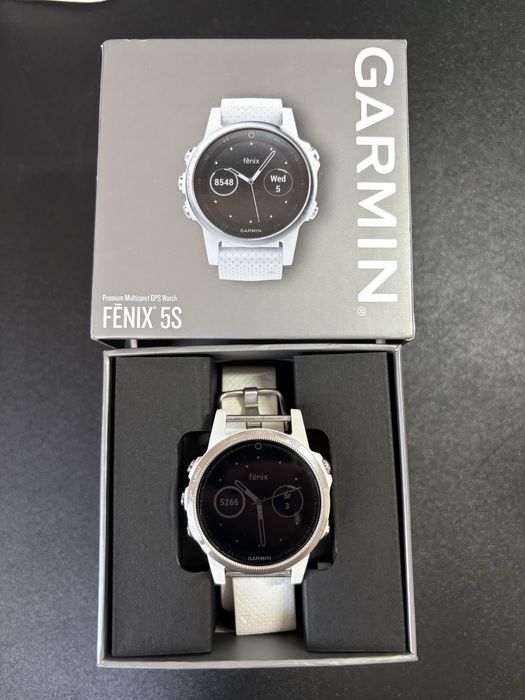 Garmin Fenix 5S biały – bardzo dobry stan, komplet, hartowane szkło