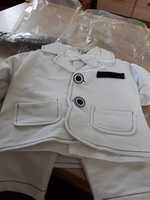 Biały garnitur na chrzest r.56 garniturek spodnie buciki czapka