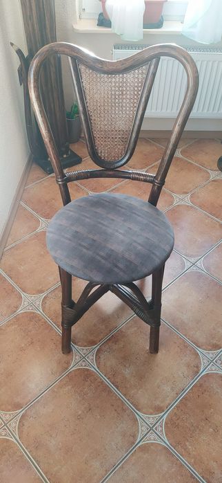 Unikatowe - krzesła bambusowe + siedzisko tapicerowane x4