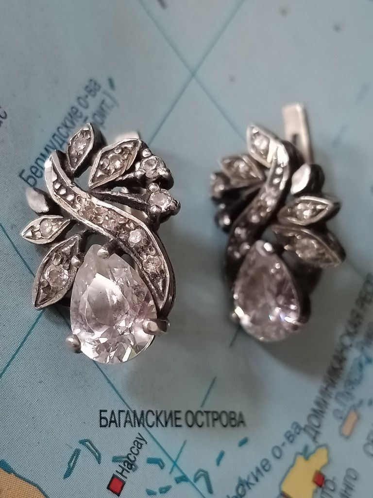 Серебряные серёжки с цирконием