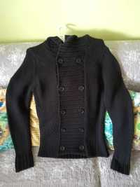 Długi czarny sweter kardigan z kapturem Bershka, rozmiar M 38