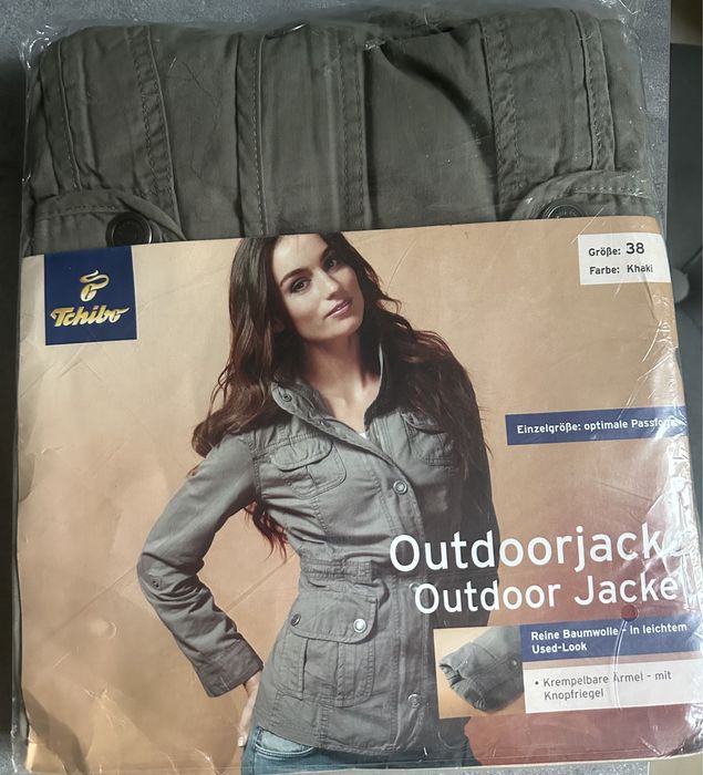 Kurtka damska z bawełny w kolorze khaki Tchibo