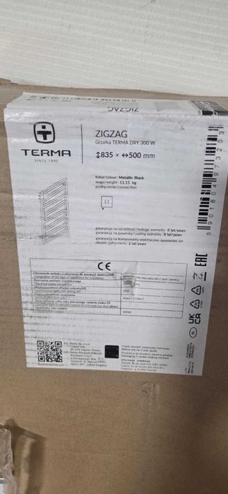 Grzejnik elektryczny Terma ZIGZAG 835x500 , Zig ZaG czarny , nowy