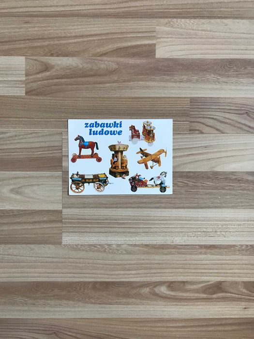 Pocztówka PRL Drewniane zabawki ludowe Polska rzadkość czysta UNIKAT