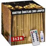 Kurtyna świetlna 3x3m 300LED Girlanda na okno lampki na drucie Haczyki