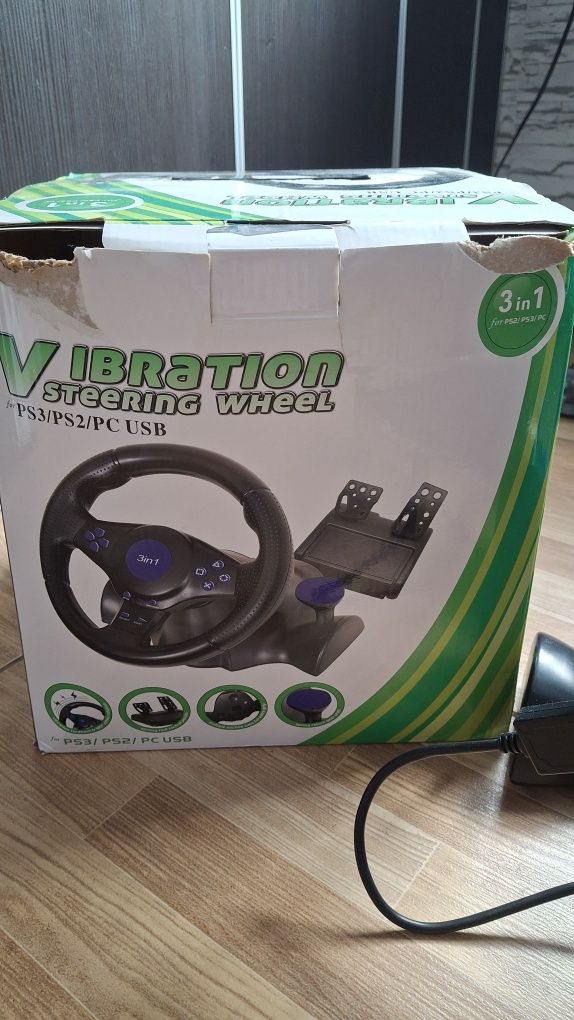 Руль с педалями 3в1 Vibration Steering wheel Игровой Геймпад PS2 / PS3