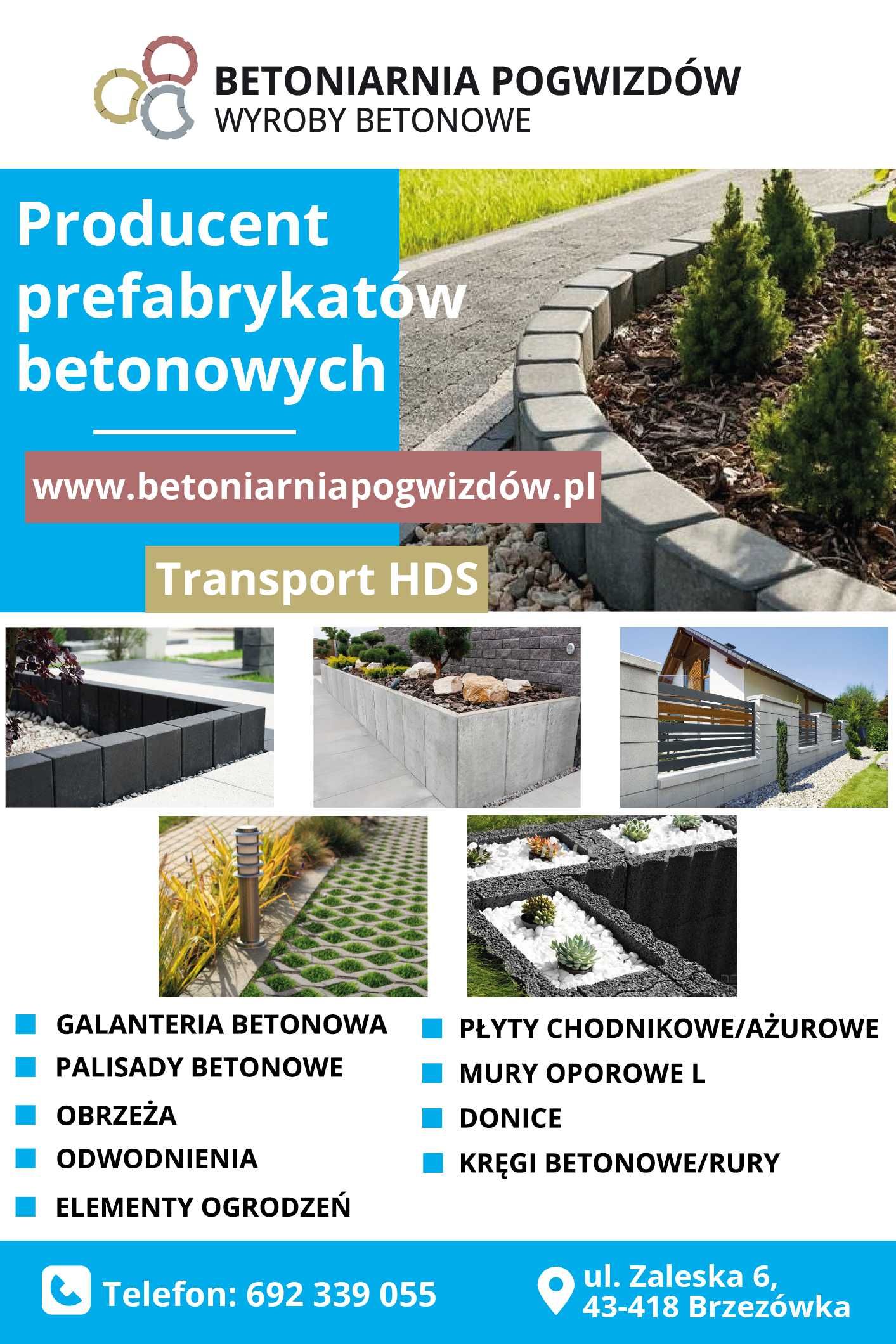 Palisada betonowa 100cm ZBROJONA tarasowa murek PRODUCENT biała