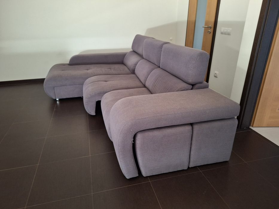 Sofá c/chaise longue + 2 bancos