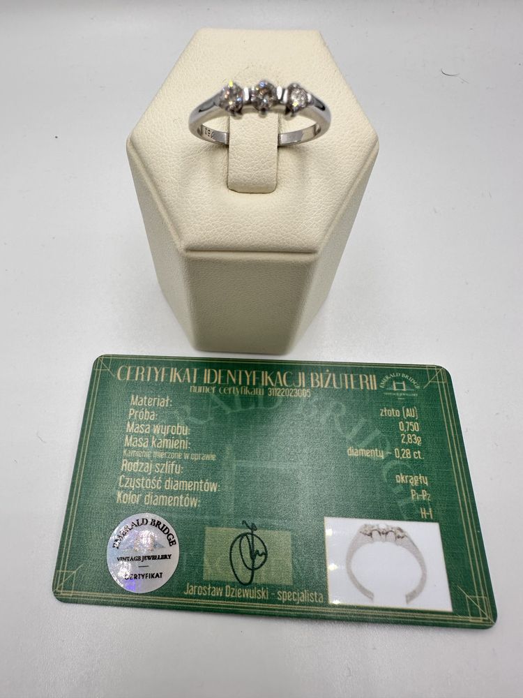 Złoty pierścionek 750 z diamentami 0,28ct