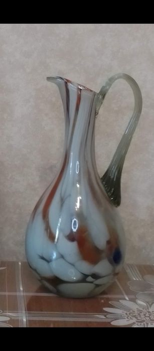 Кувшин глечик кольорове гутне скло, бу