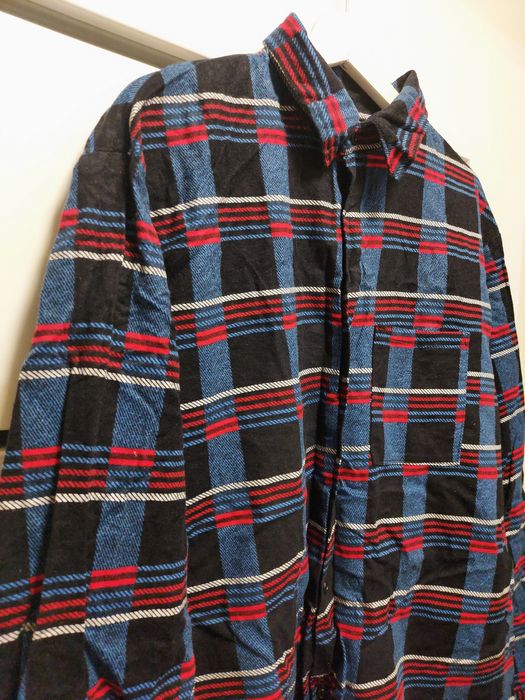 Koszula flanelowa z bawełny ciepła w kratę na guziki wytrzymała tarcie