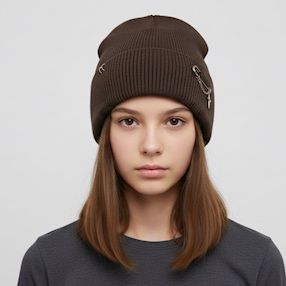 В’язана  шапка на флісі