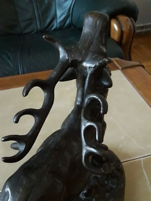 Jeleń z brązu potęźna XIX w rzeżba 6 kg. UNIKAT!!!