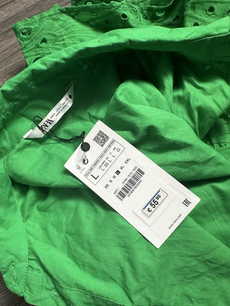 Сукня сорочка натуральна прошва з поясом та гудзиками!zara,оригінал