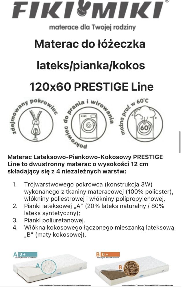 Łóżeczko KLUPŚ z serii Żyrafka 120/60 z materacem