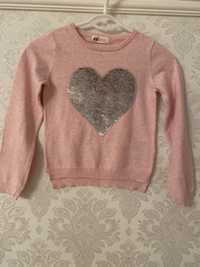 H&M różowy sweterek z cekinami 6-8 lat