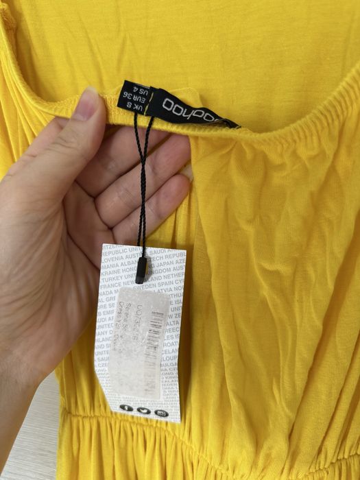 Żółta maxi długa sukienka nowa z metkami Boohoo letnia wakacyjna S/36