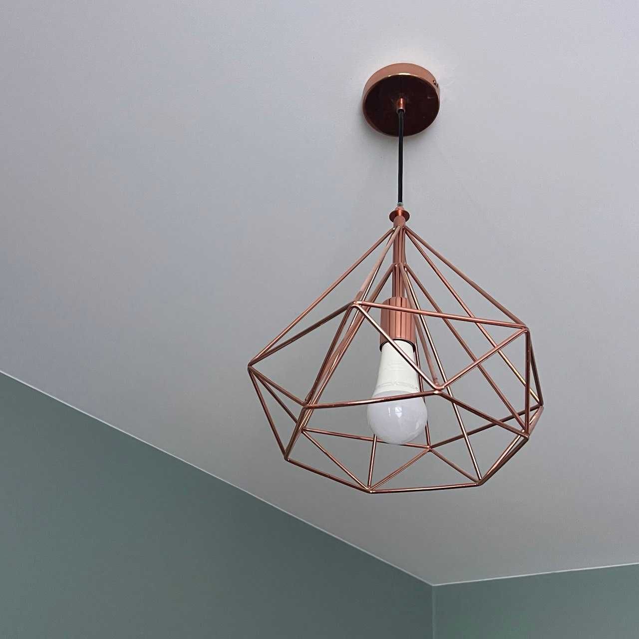 Lampa wisząca miedziana Byron, trzonek E27, w bdb stane