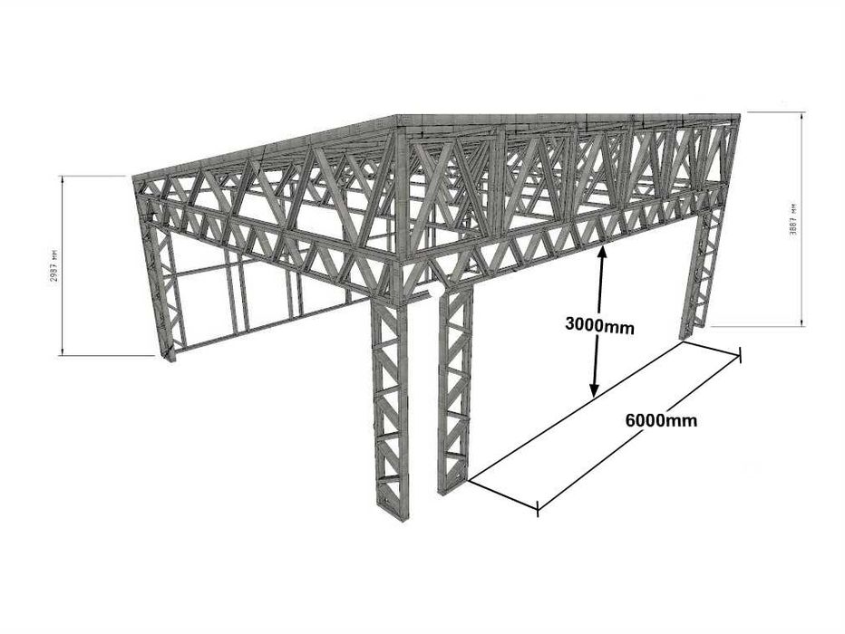Комплект гаража, навеса, беседки из ЛСТК из оцинкованного профиля