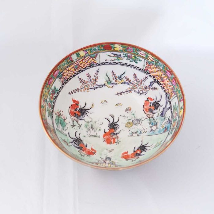 Taça oriental grande pintada à mão