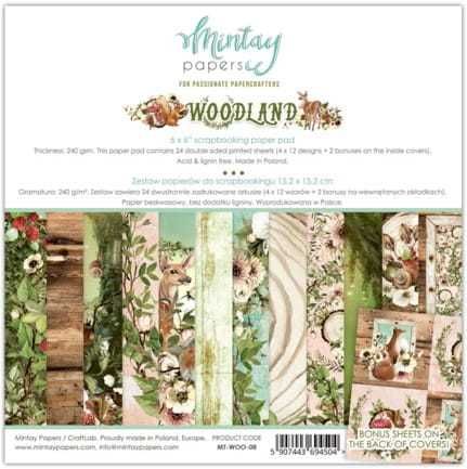 Zestaw papierów do scrapbookingu Mintay 15x15cm - Woodland - NOWY