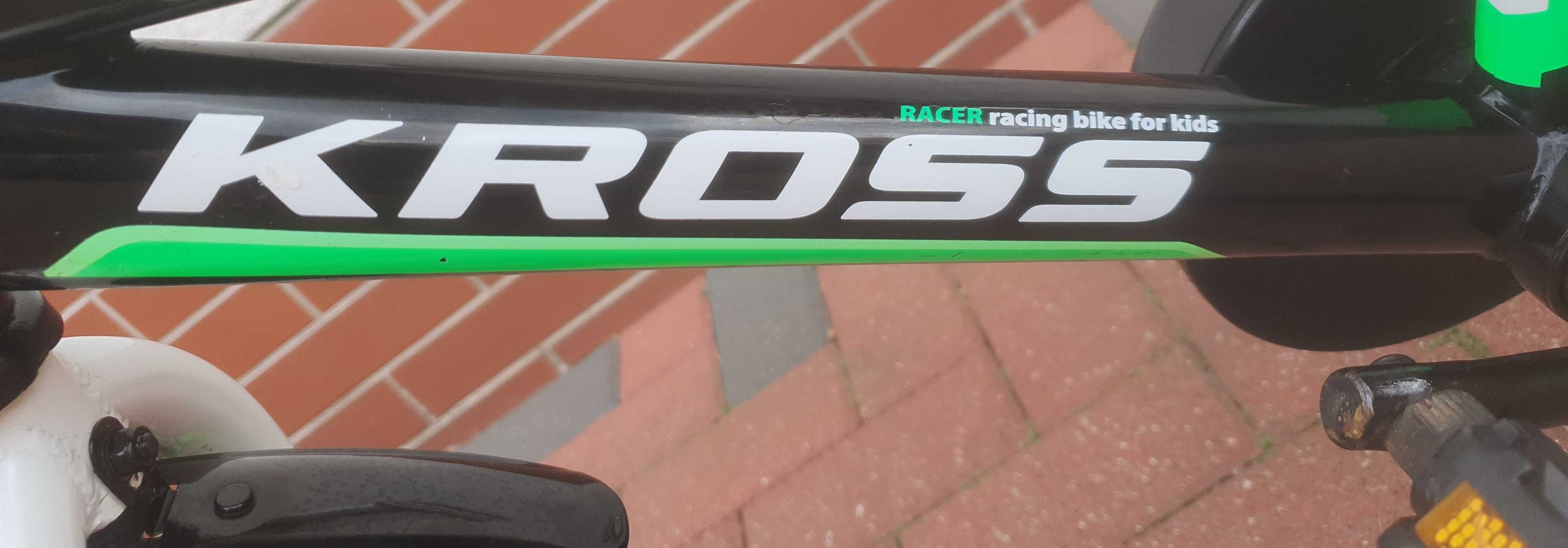 Rowerek KROSS RACER 16" Biało czarny  zielony zadbany akcesoria