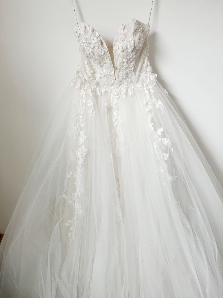 Suknia ślubna księżniczka wyjątkowa brokat 3D rozmiar 36